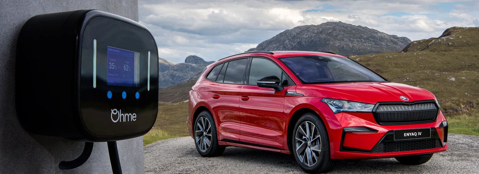 Skoda Enyaq electric car charging Northern Ireland countryside